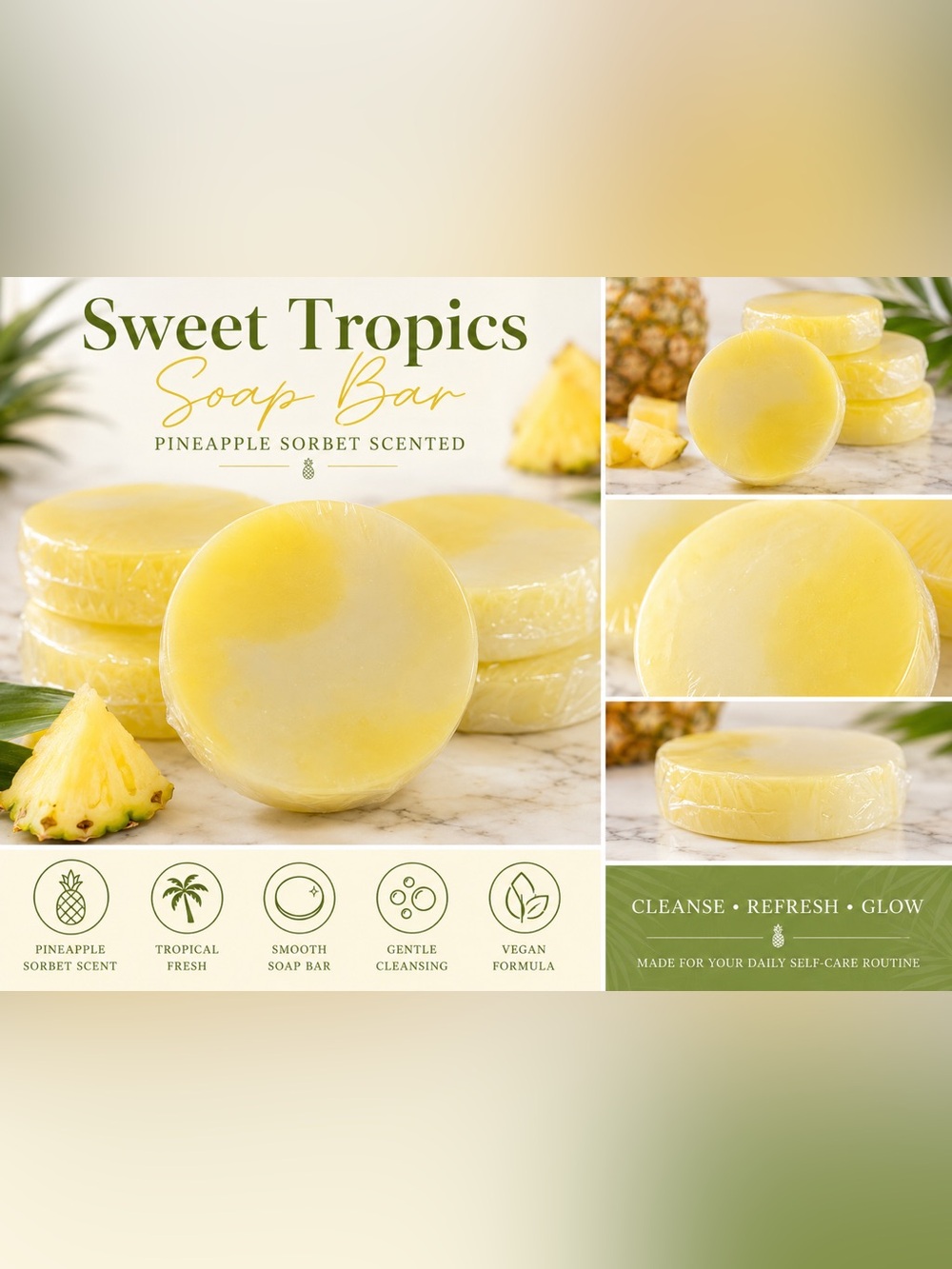 Sweet Tropics Soap Bar-Vegan Handmade Hand & Body Bar Soap